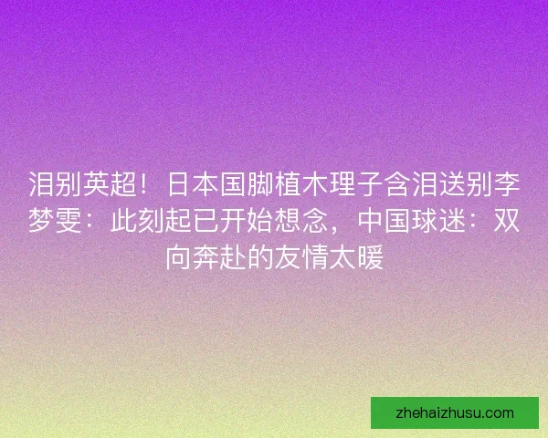 泪别英超！日本国脚植木理子含泪送别李梦雯：此刻起已开始想念，中国球迷：双向奔赴的友情太暖